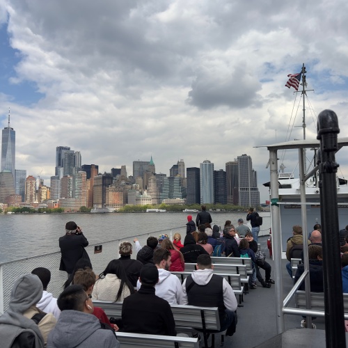 Skyline sur le ferry revenant de Liberty Island